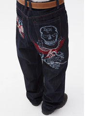 Vintage Hiphop Embroidered Loose Denim Jeans
