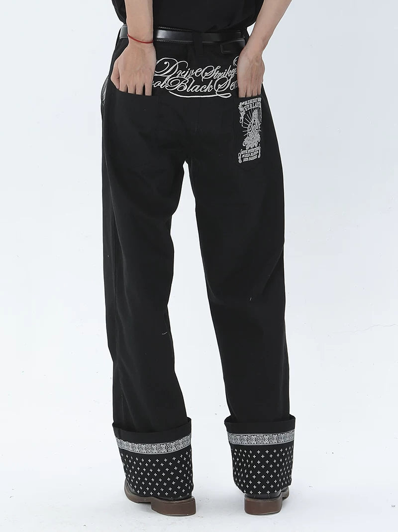 Vintage American Streetwear Heavyweight Embroidered Cargo Pants