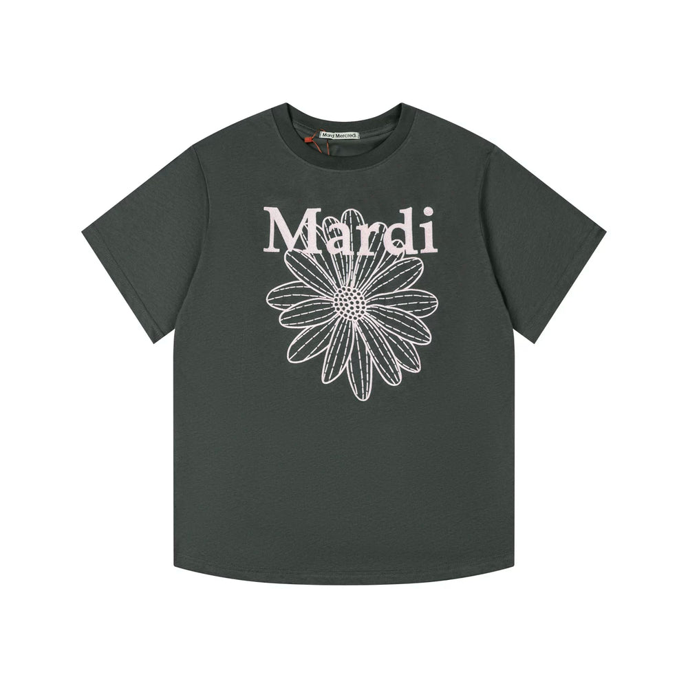Mardi Embroidered Daisy Flower Summer Cotton Casual Tee