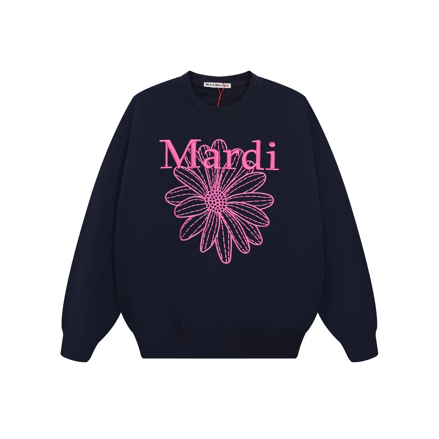 Mardi Embroidered Daisy Flower Autumn Oversized Fleece Sweatshirt