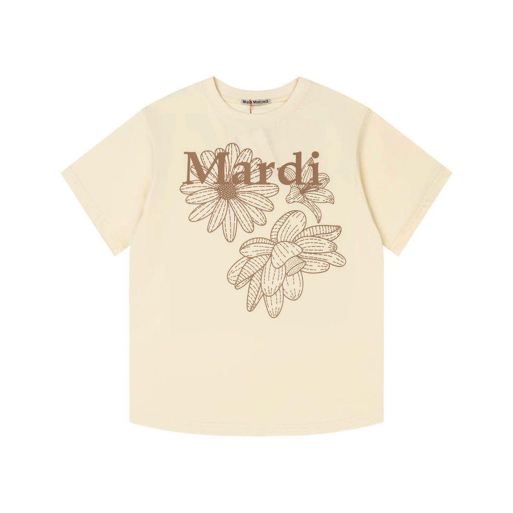 Mardi Three Flowers Graphic Summer Cotton Casual Tee
