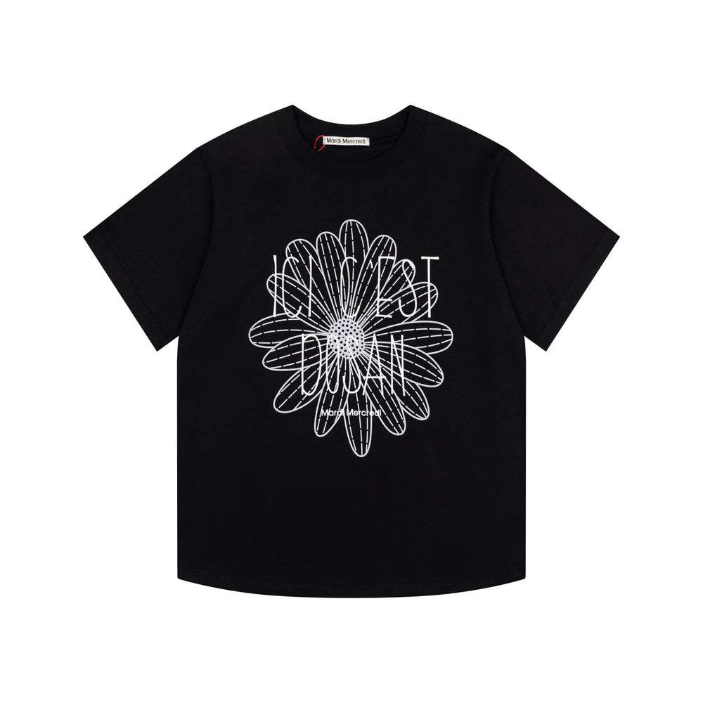 Mardi Three Flowers Graphic Summer Cotton Casual Tee