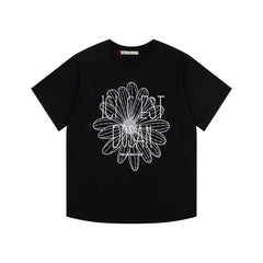Mardi Three Flowers Graphic Summer Cotton Casual Tee