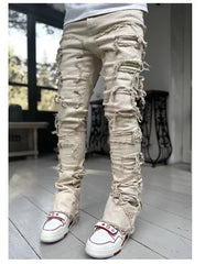 Mens Streetwear Stretch Straight Leg Casual Denim Jeans