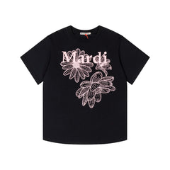 Mardi Three Flowers Graphic Summer Cotton Casual Tee