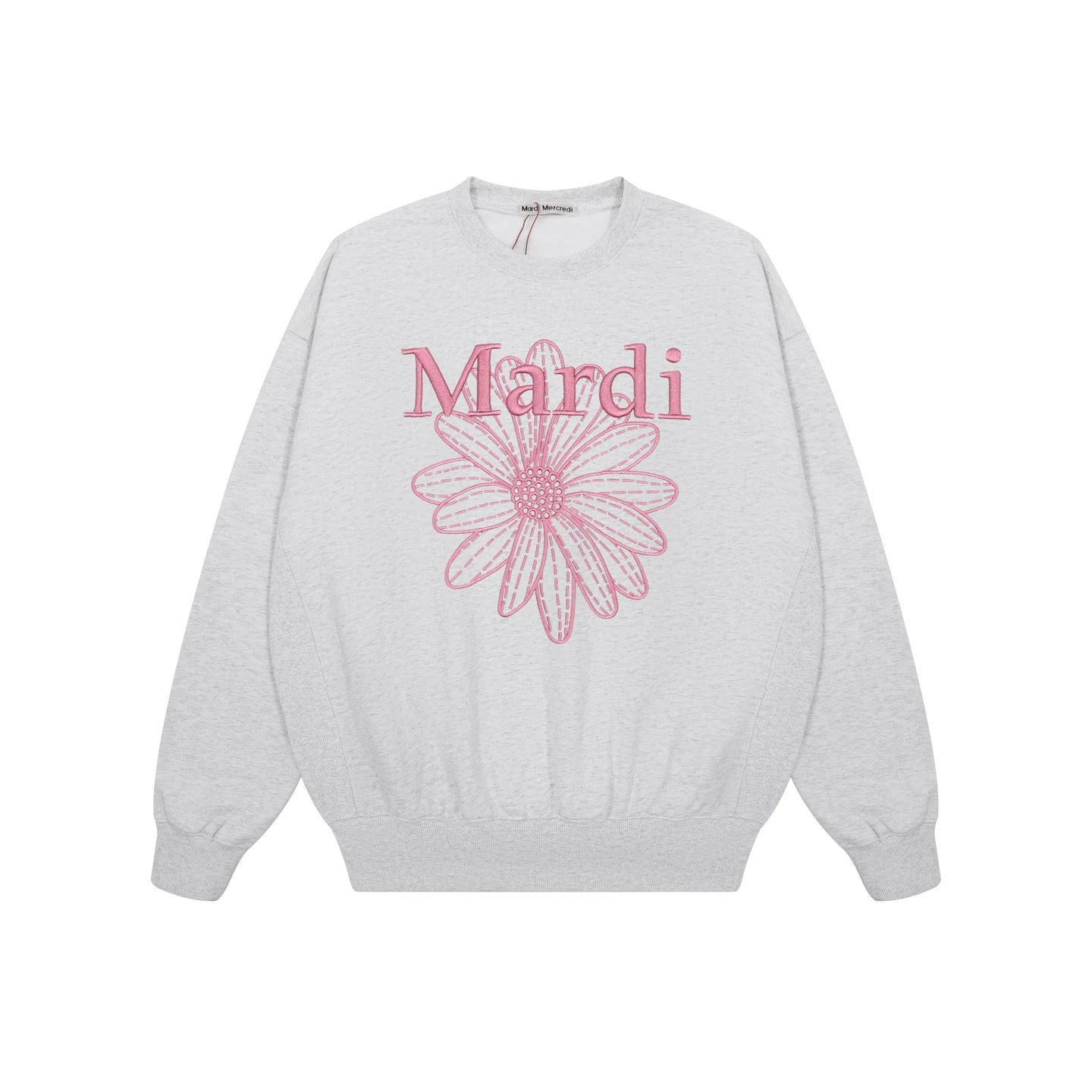 Mardi Embroidered Daisy Flower Autumn Oversized Fleece Sweatshirt