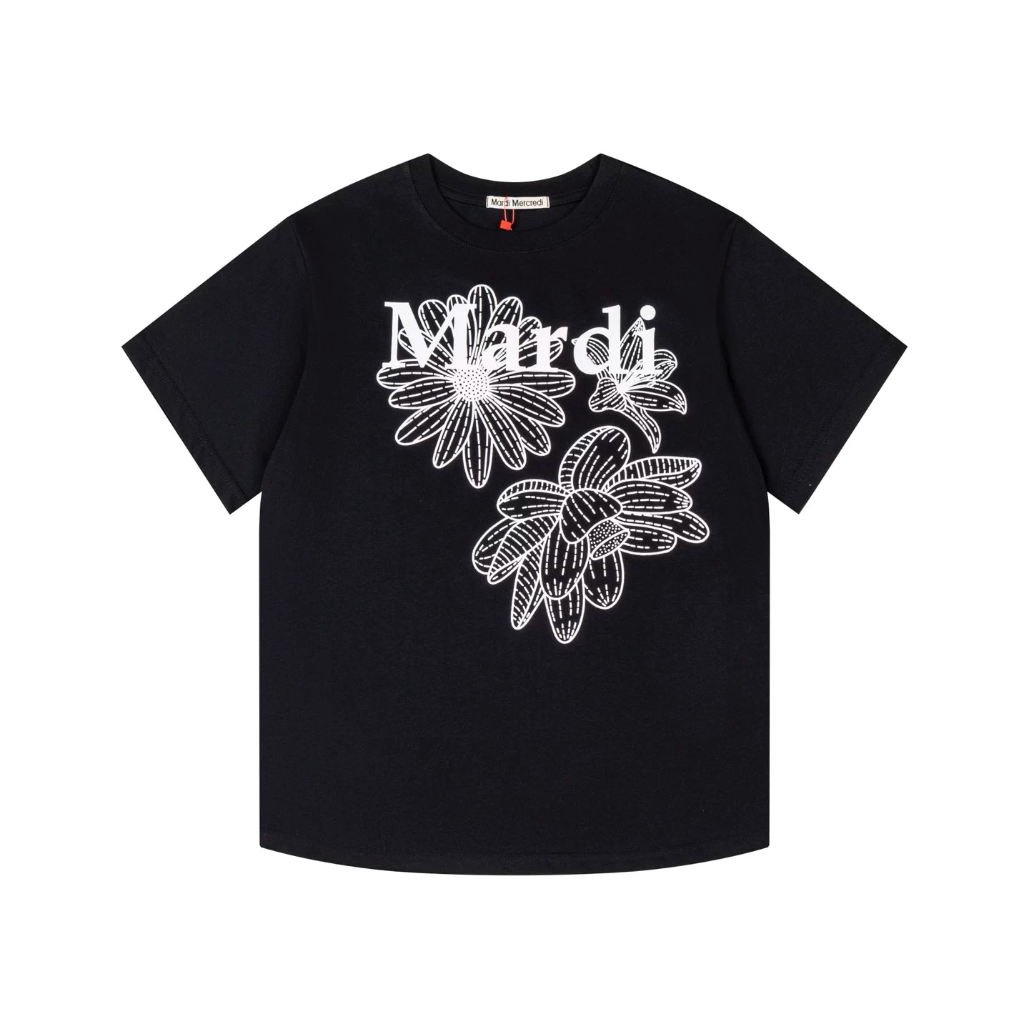 Mardi Three Flowers Graphic Summer Cotton Casual Tee