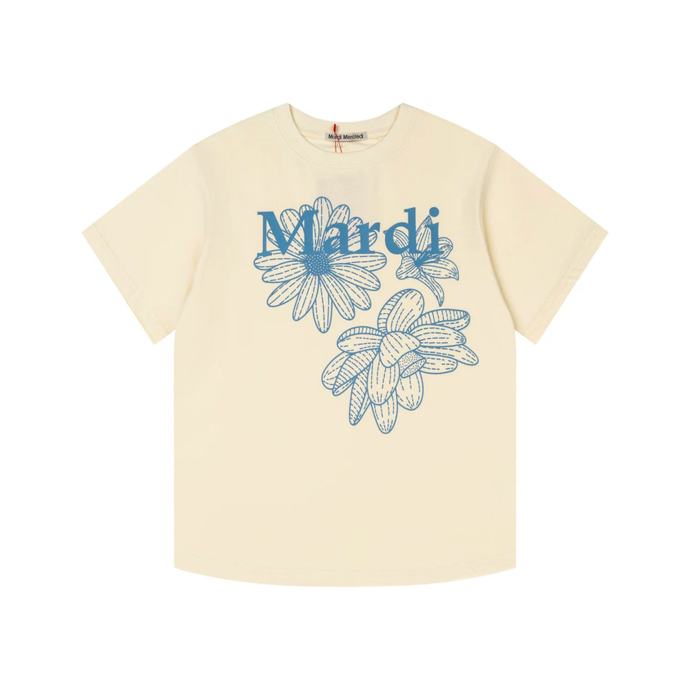 Mardi Three Flowers Graphic Summer Cotton Casual Tee