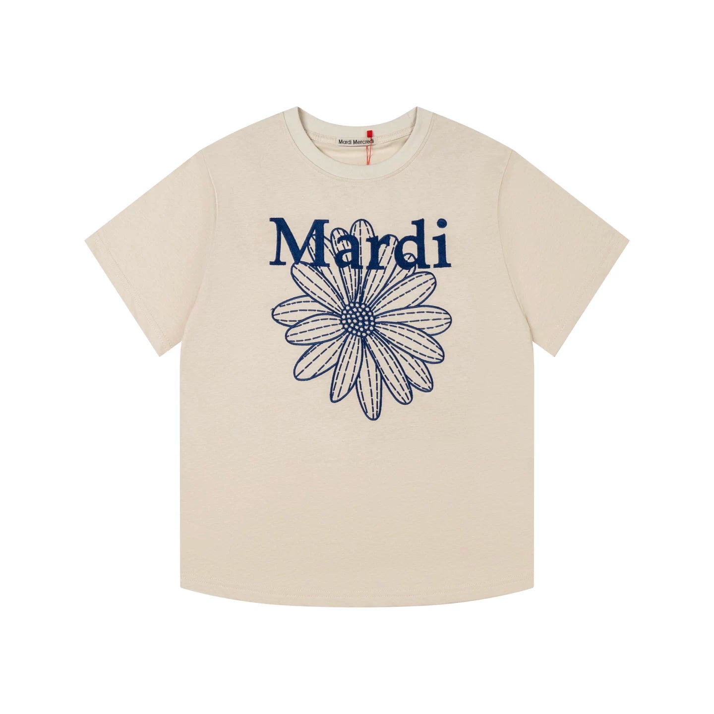 Mardi Embroidered Daisy Flower Summer Cotton Casual Tee