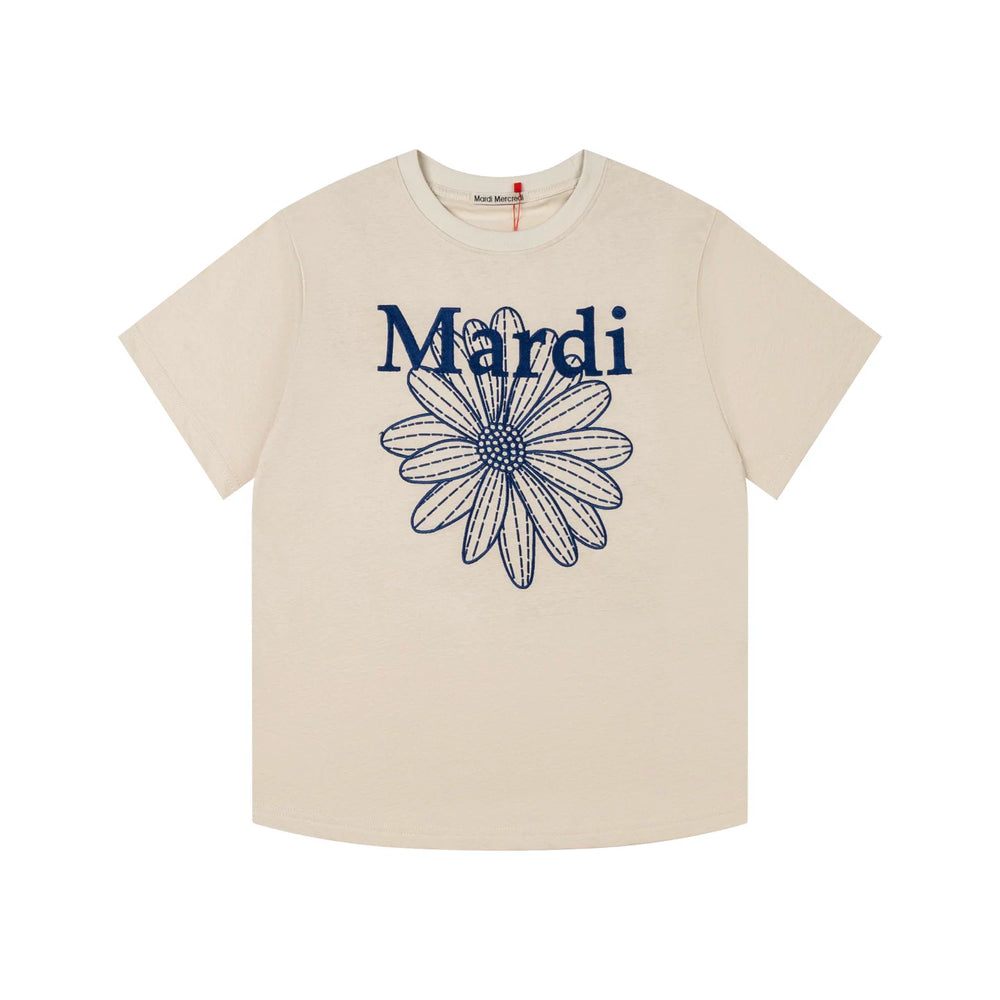 Mardi Embroidered Daisy Flower Summer Cotton Casual Tee