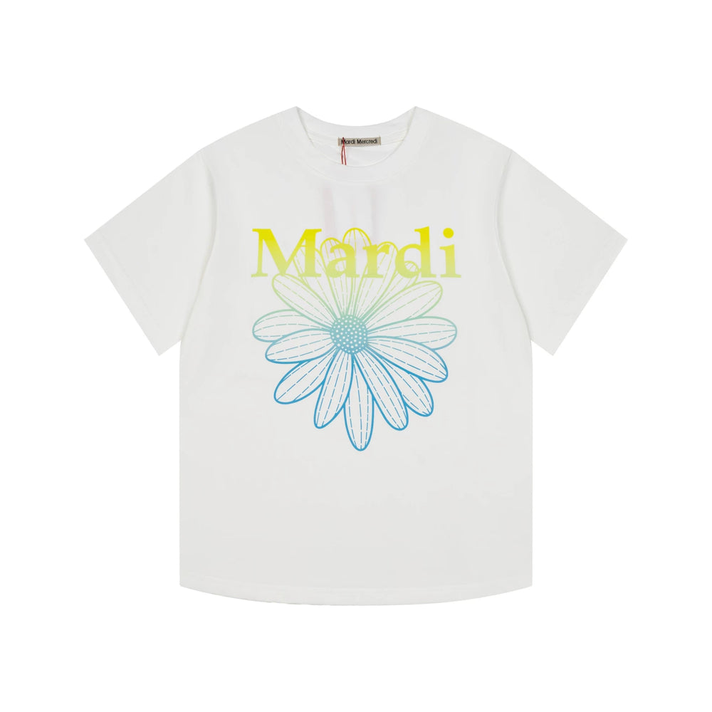 Mardi Gradient Flower Summer Cotton Casual Oversized Tee