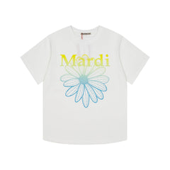 Mardi Gradient Flower Summer Cotton Casual Oversized Tee