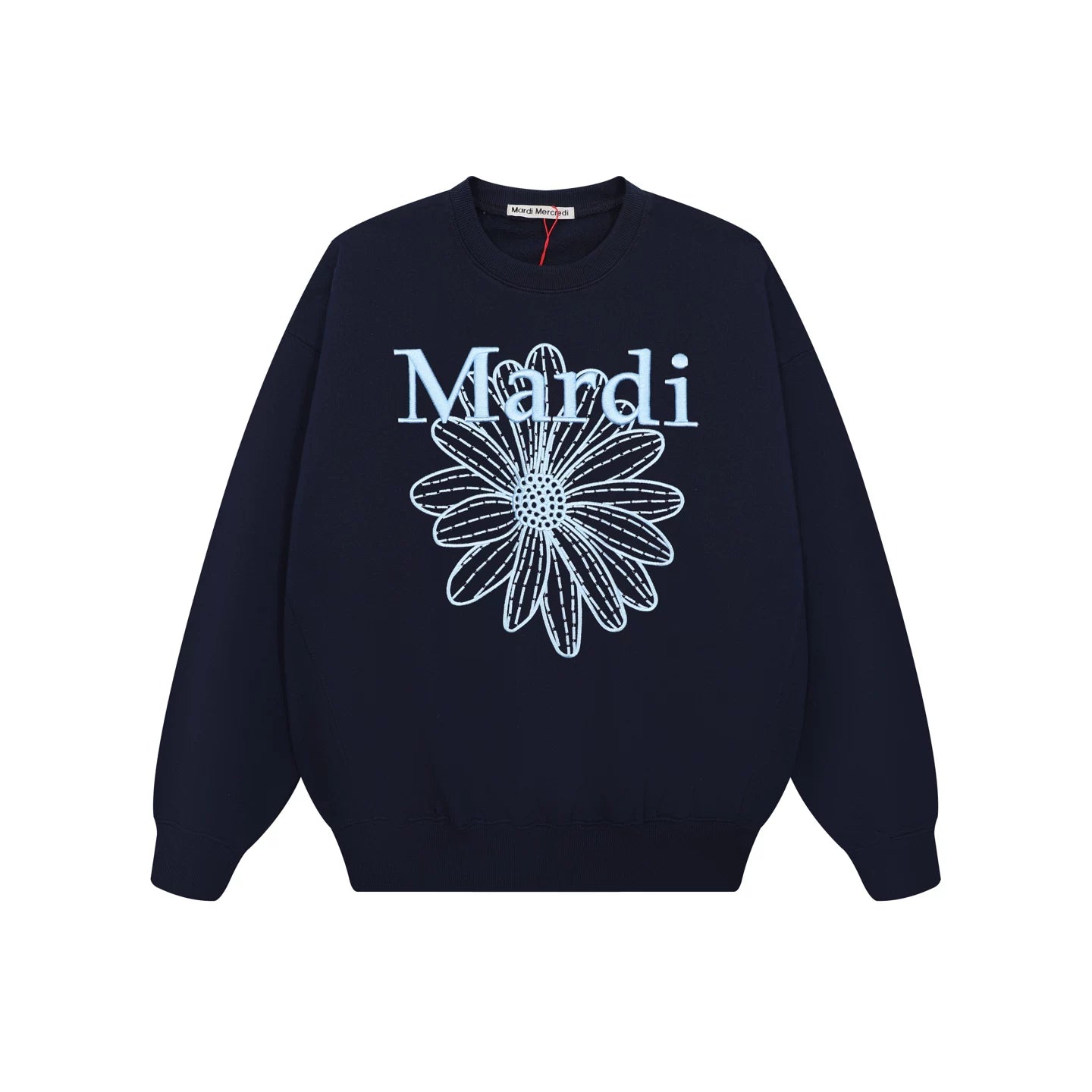 Mardi Embroidered Daisy Flower Autumn Oversized Fleece Sweatshirt