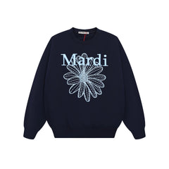 Mardi Embroidered Daisy Flower Autumn Oversized Fleece Sweatshirt