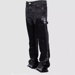 Men's Retro Flared Jeans Cargo Denim Workwear Pants