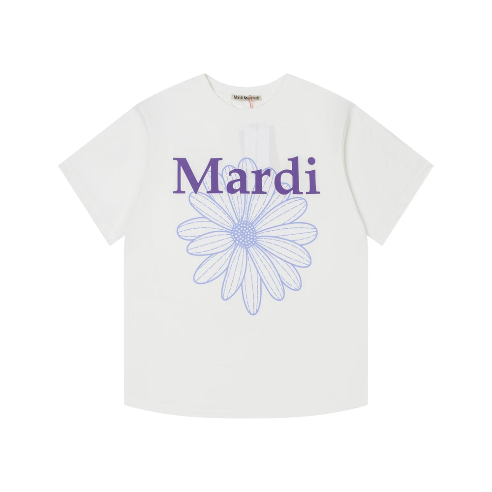 Mardi Embroidered Daisy Flower Summer Cotton Casual Tee