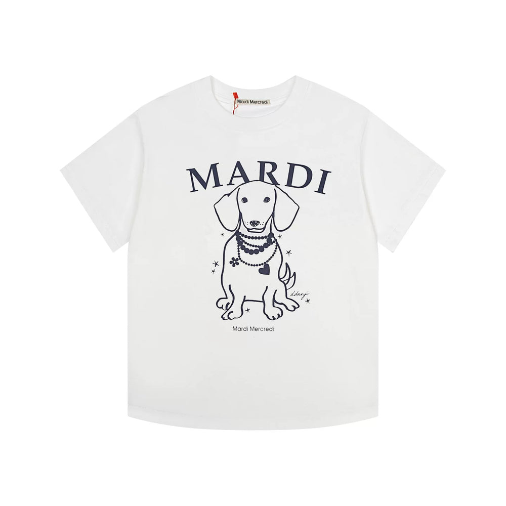 Mardi Pearl Dog Graphic Summer Casual Cotton Tee