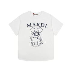 Mardi Pearl Dog Graphic Summer Casual Cotton Tee