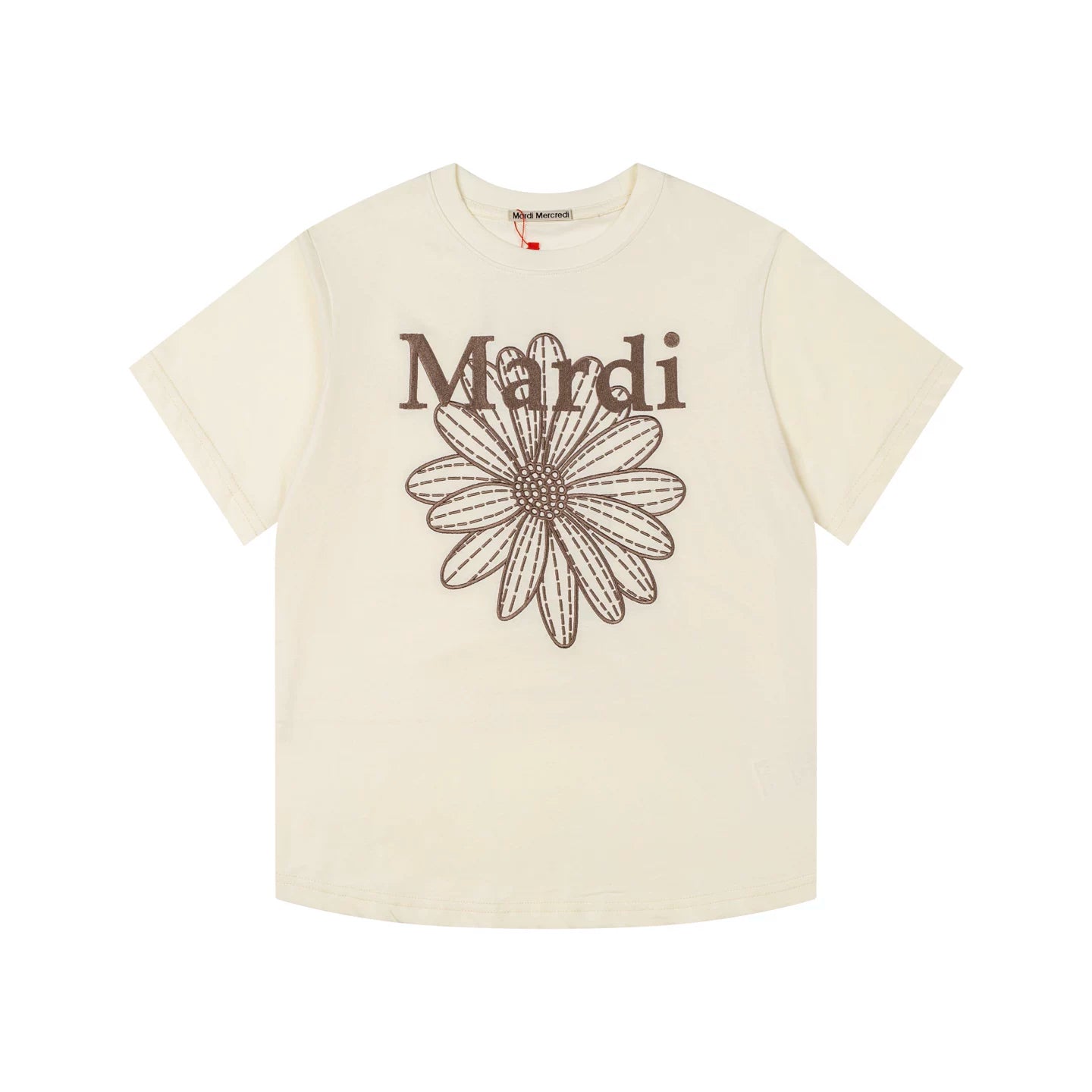 Mardi Embroidered Daisy Flower Summer Cotton Casual Tee
