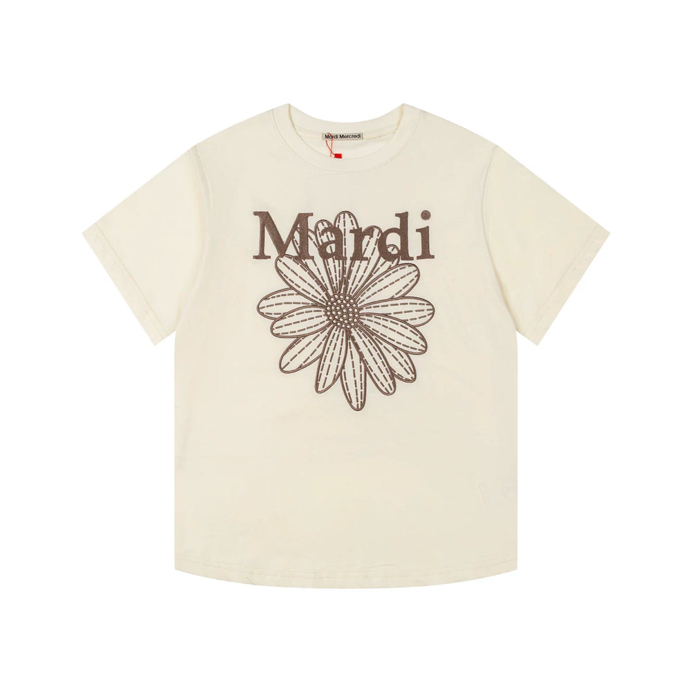 Mardi Embroidered Daisy Flower Summer Cotton Casual Tee