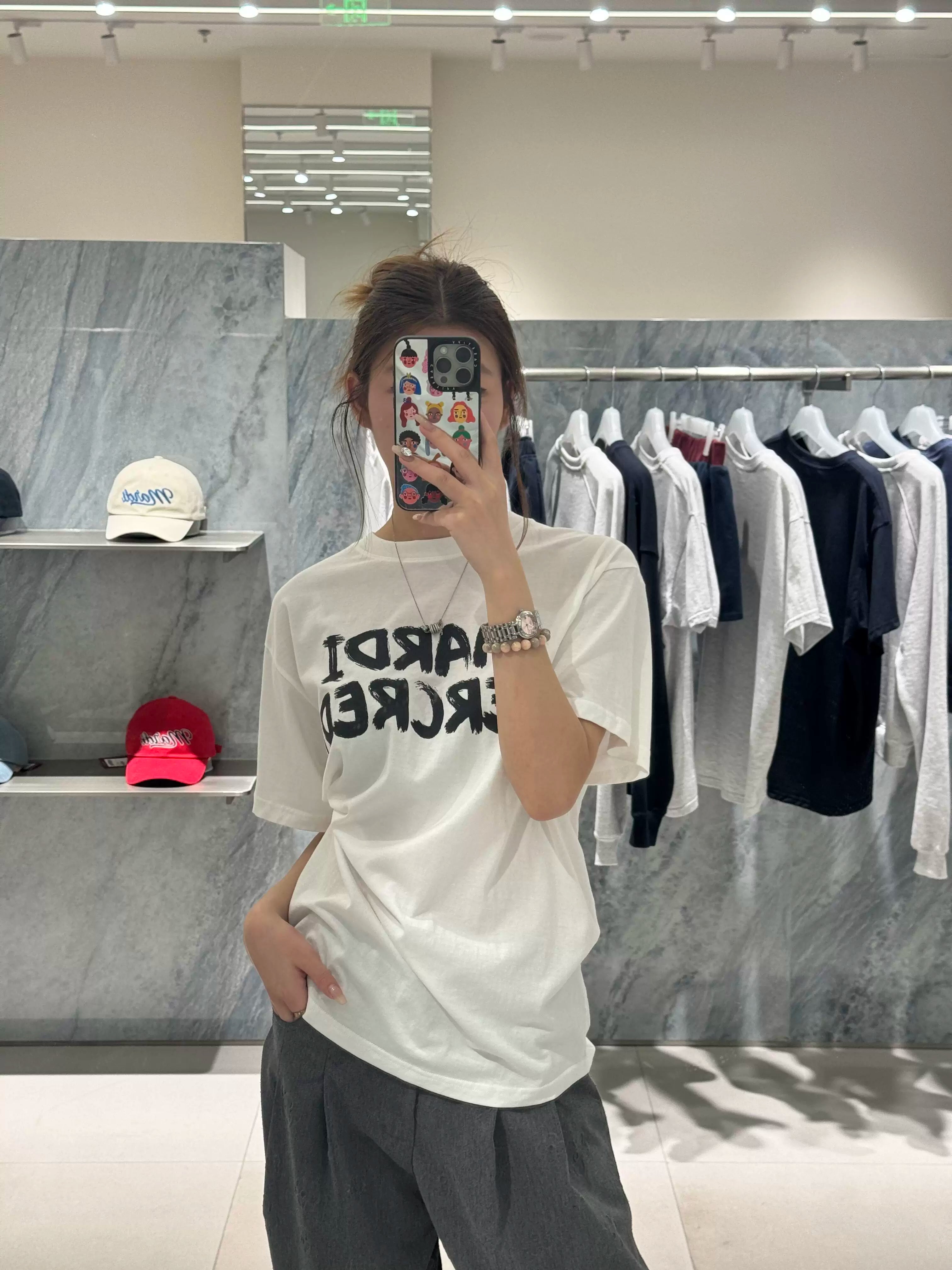 Mardi Graffiti Letter Graphic Summer Cotton Casual Tee