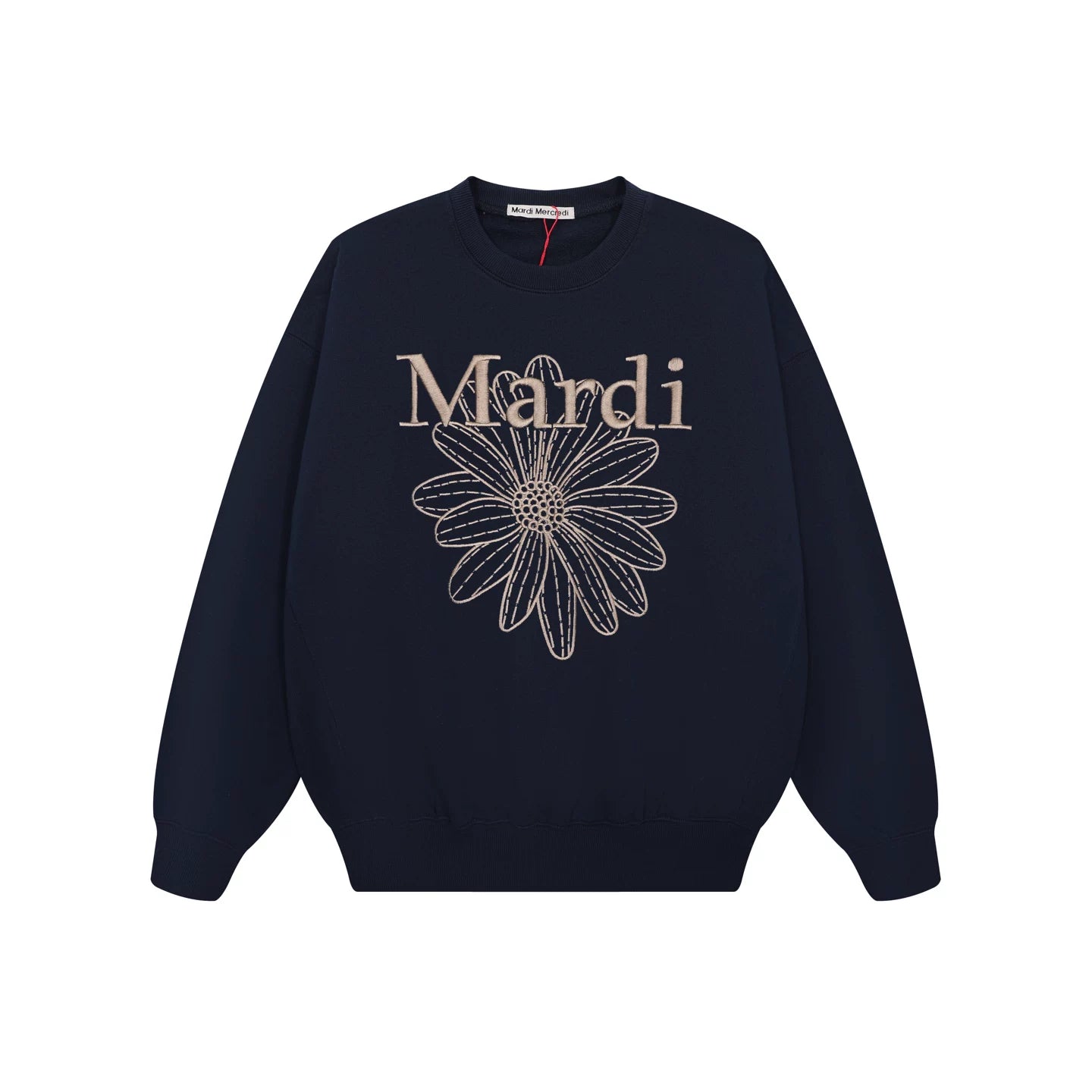 Mardi Embroidered Daisy Flower Autumn Oversized Fleece Sweatshirt