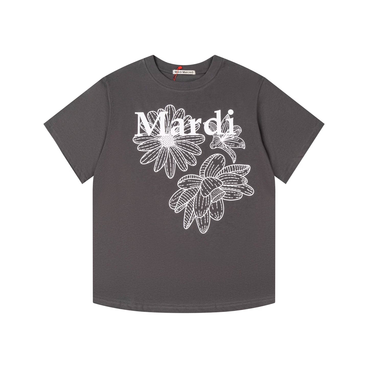Mardi Three Flowers Graphic Summer Cotton Casual Tee