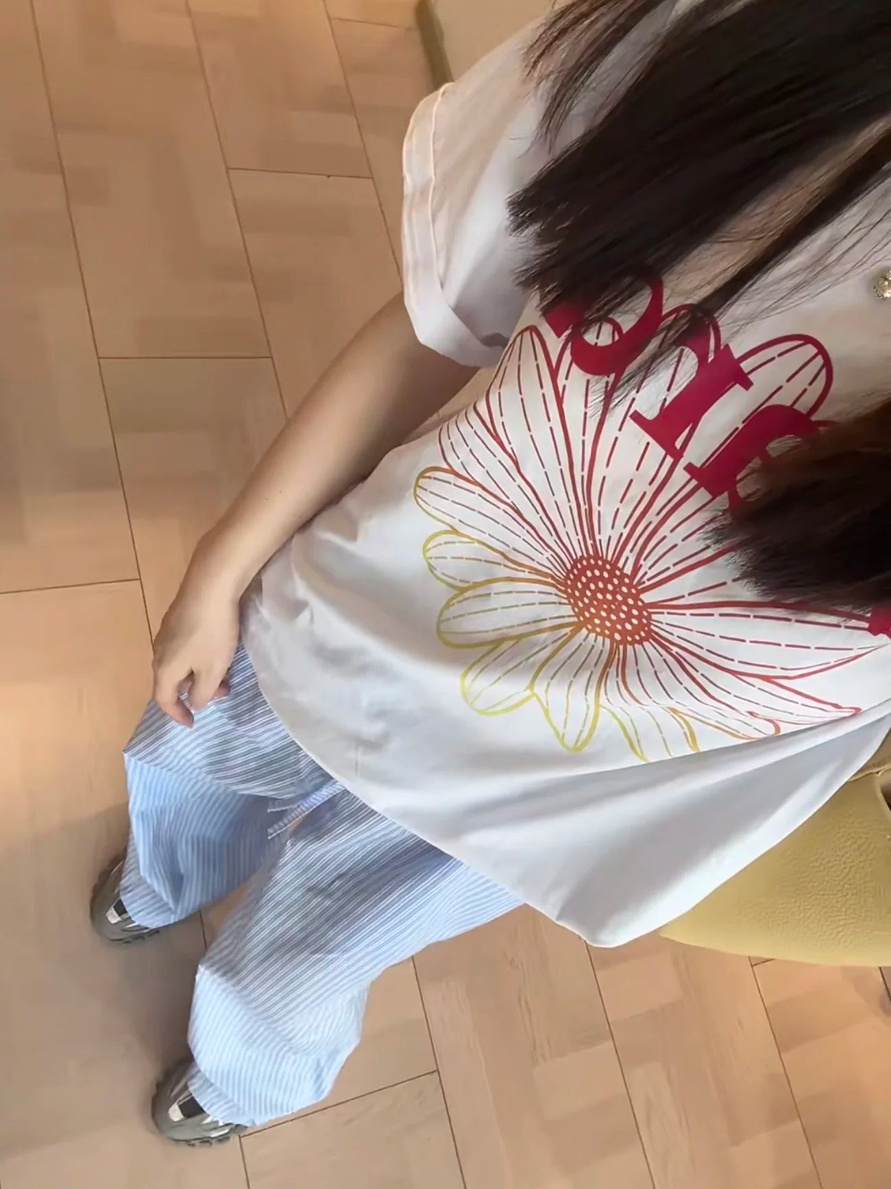 Mardi Gradient Flower Summer Cotton Casual Oversized Tee