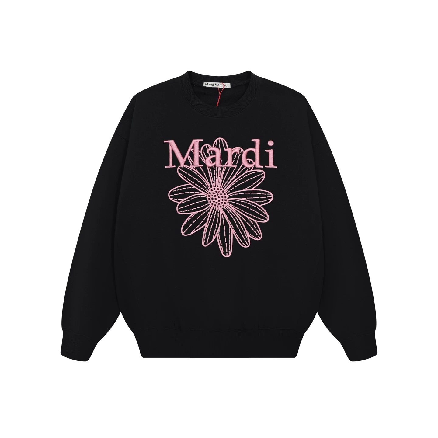 Mardi Embroidered Daisy Flower Autumn Oversized Fleece Sweatshirt