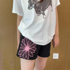 Mardi Flower Print Summer Casual Lounge Cotton Shorts