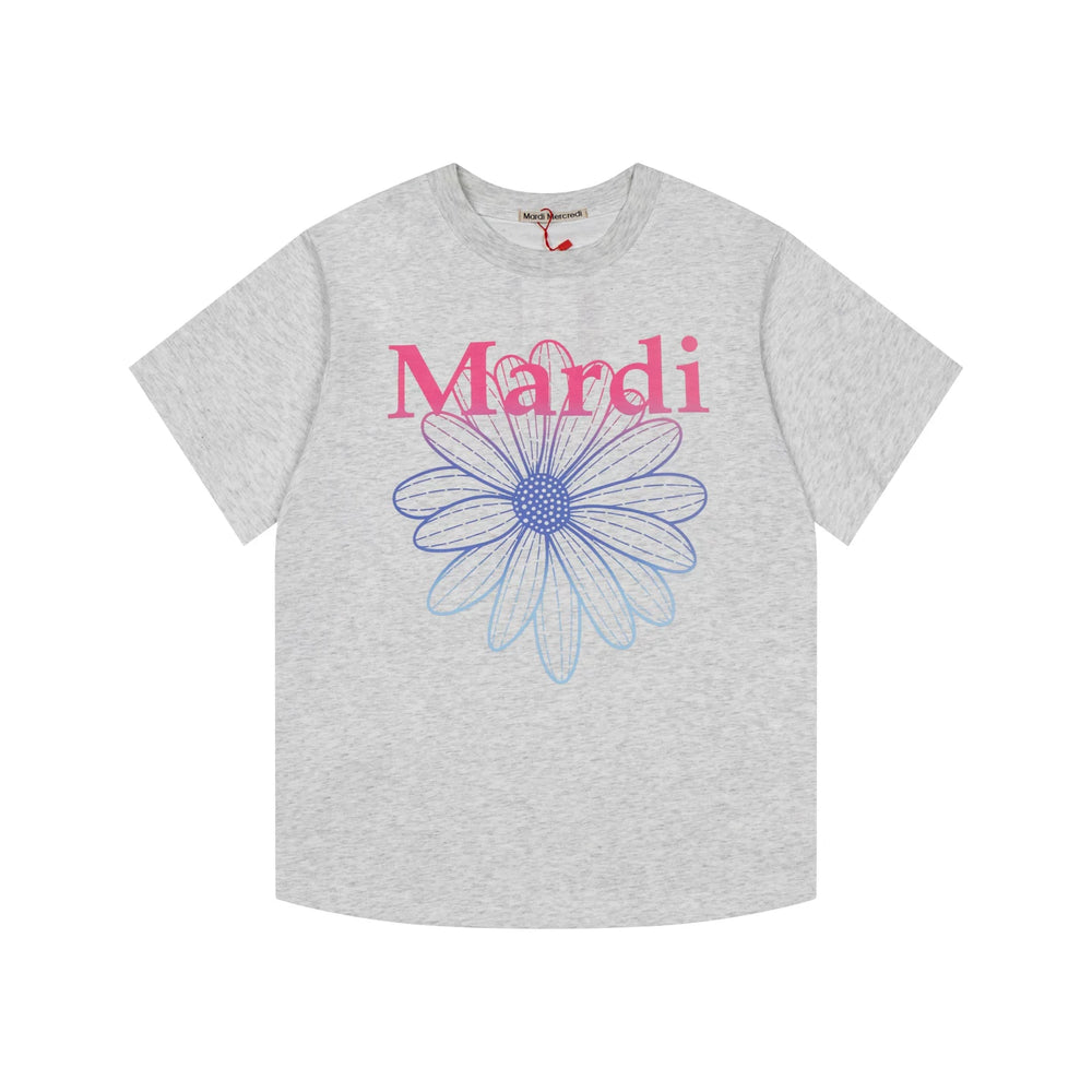 Mardi Gradient Flower Summer Cotton Casual Oversized Tee