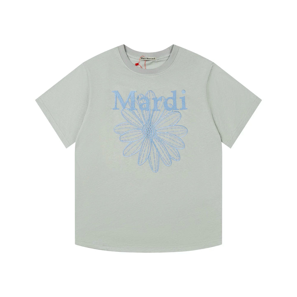 Mardi Embroidered Daisy Flower Summer Cotton Casual Tee