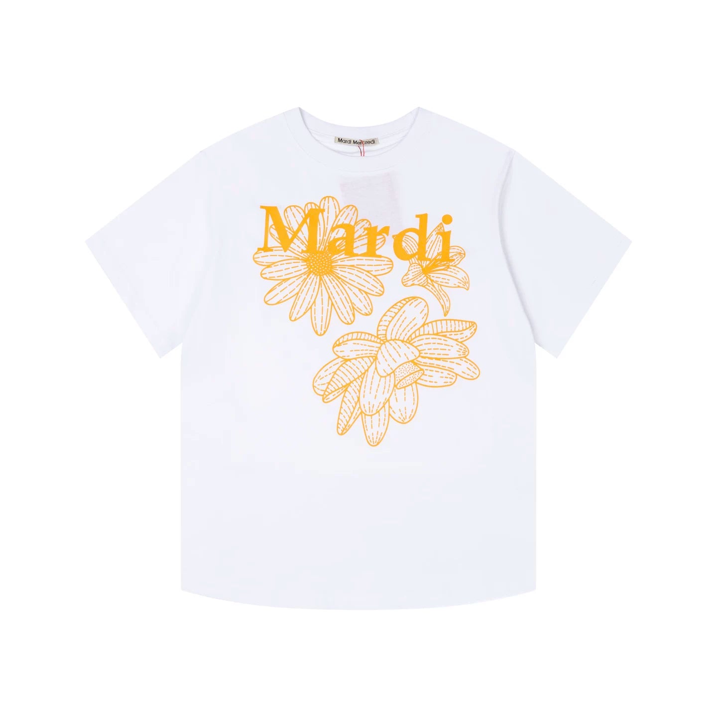 Mardi Three Flowers Graphic Summer Cotton Casual Tee