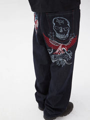Vintage Hiphop Embroidered Loose Denim Jeans