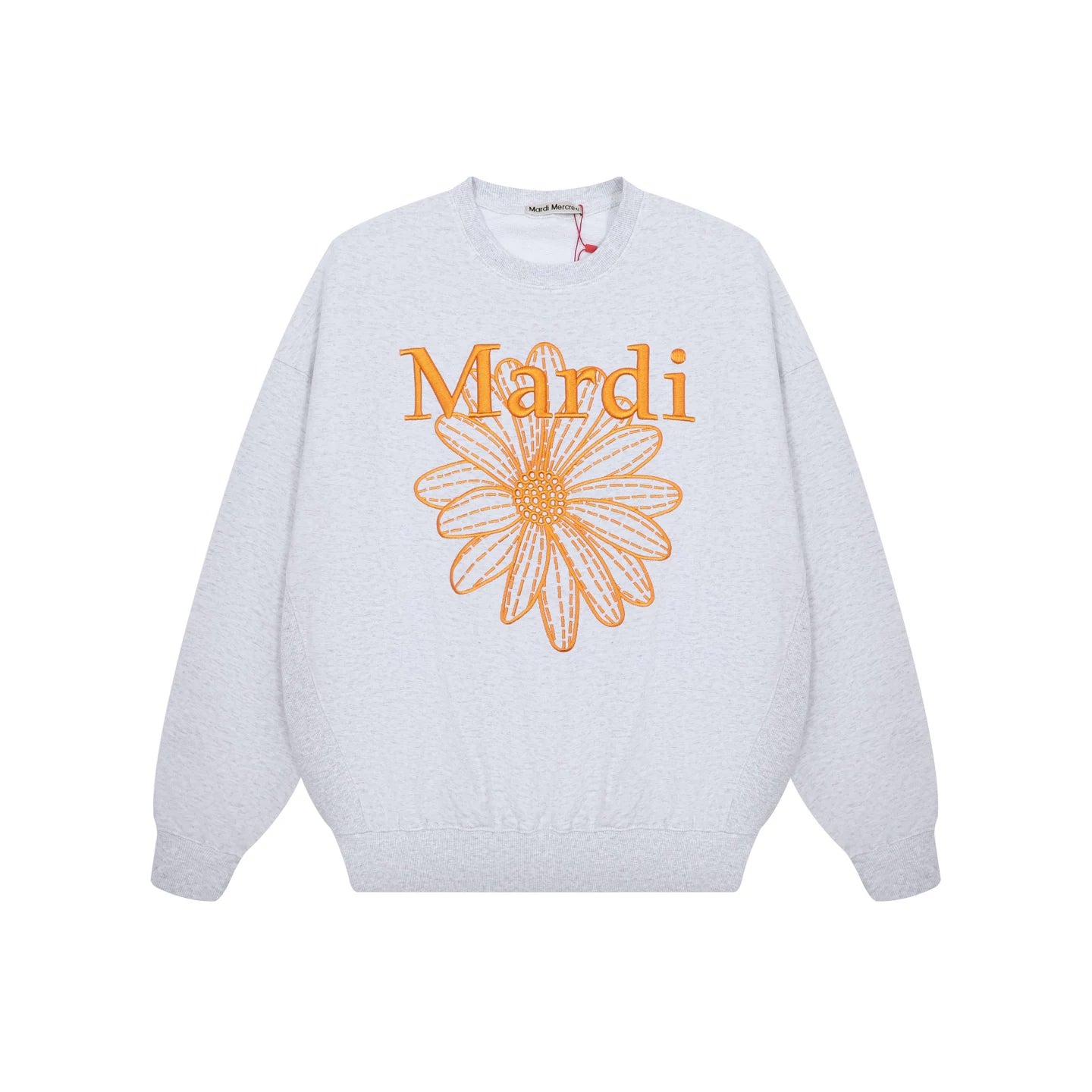 Mardi Embroidered Daisy Flower Autumn Oversized Fleece Sweatshirt