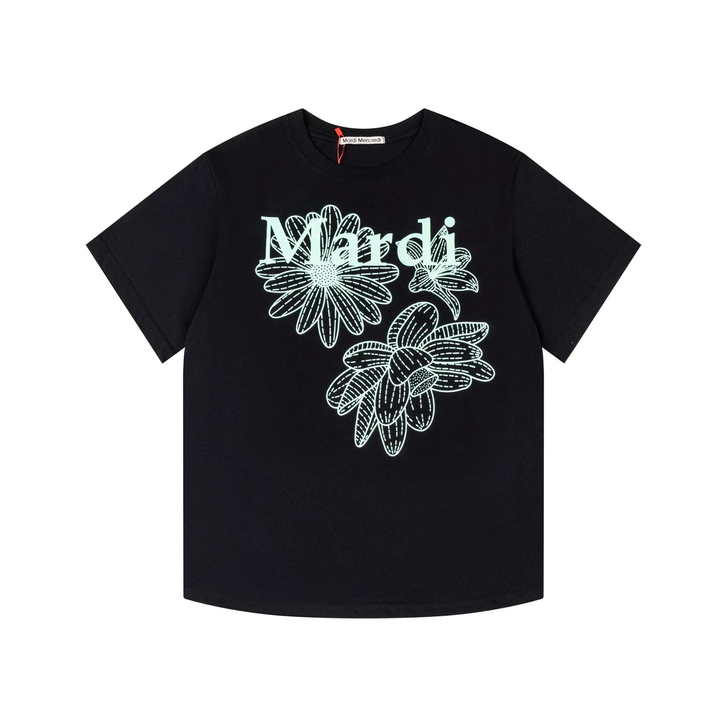 Mardi Three Flowers Graphic Summer Cotton Casual Tee