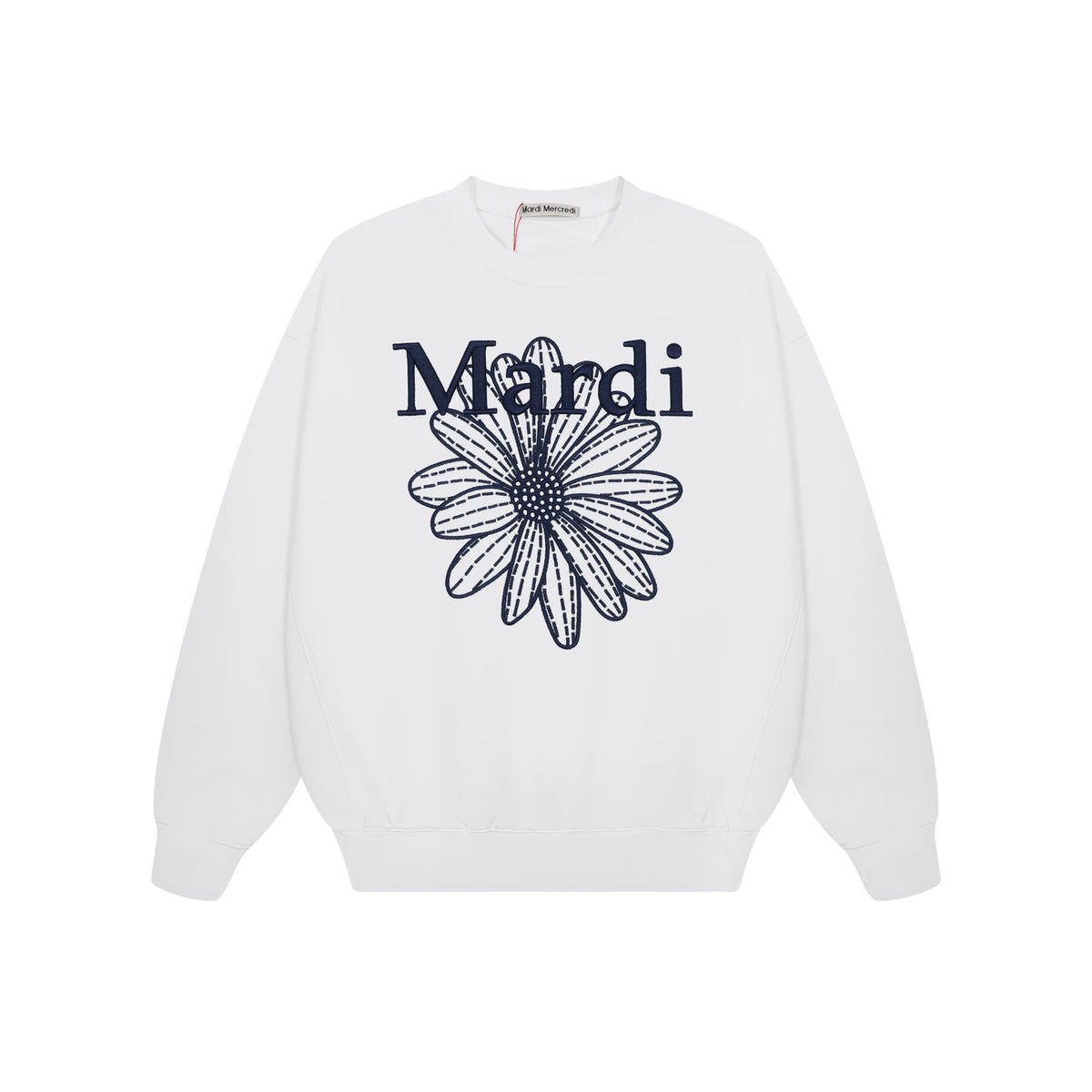 Mardi Embroidered Daisy Flower Autumn Oversized Fleece Sweatshirt