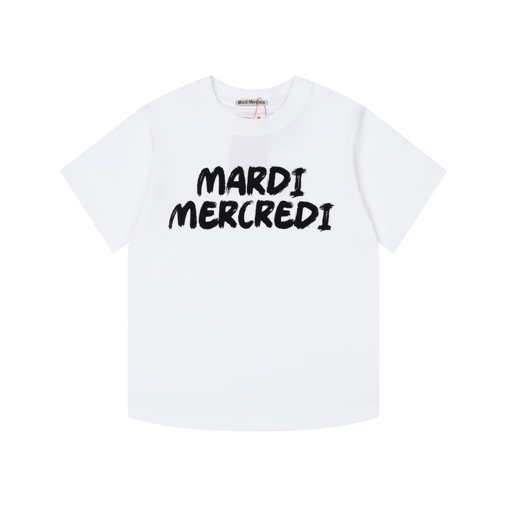 Mardi Graffiti Letter Graphic Summer Cotton Casual Tee