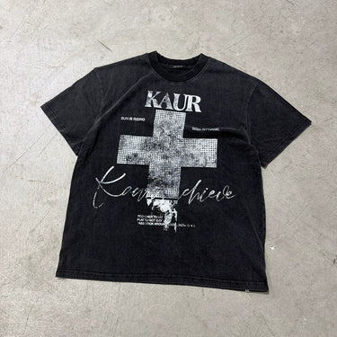 Vintage Distressed Cross Print Heavyweight Unisex T-Shirt