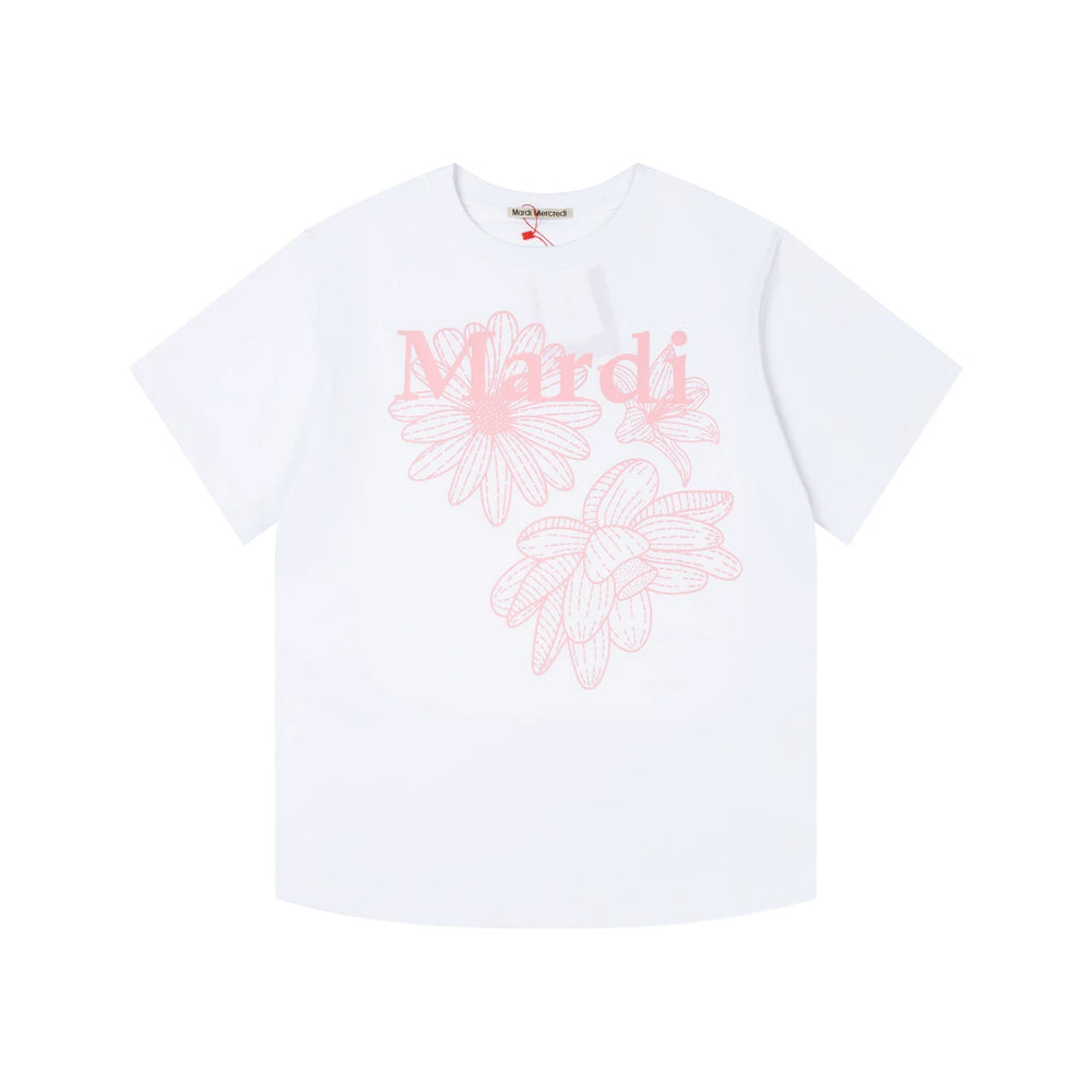 Mardi Three Flowers Graphic Summer Cotton Casual Tee