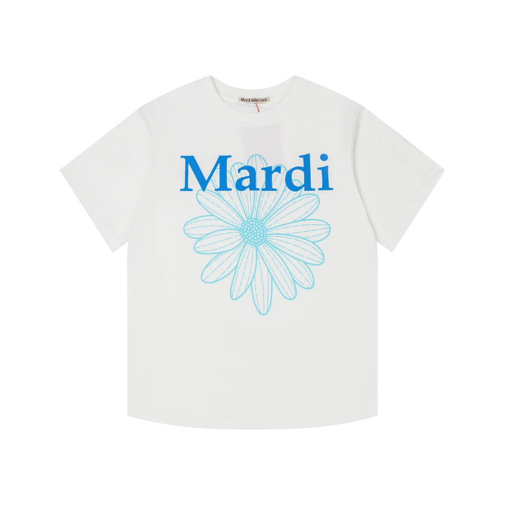 Mardi Embroidered Daisy Flower Summer Cotton Casual Tee