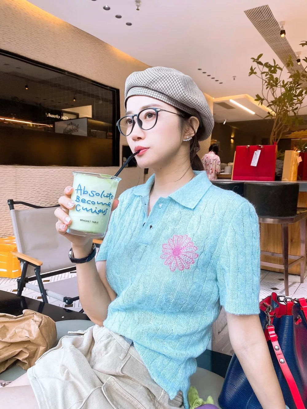 Mardi Embroidered Daisy Summer Cotton Slim Knit Polo