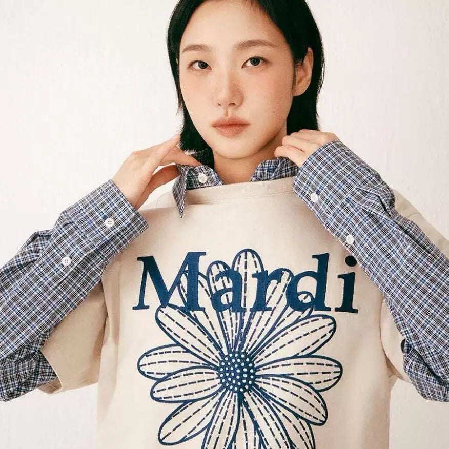 Mardi Embroidered Daisy Flower Summer Cotton Casual Tee