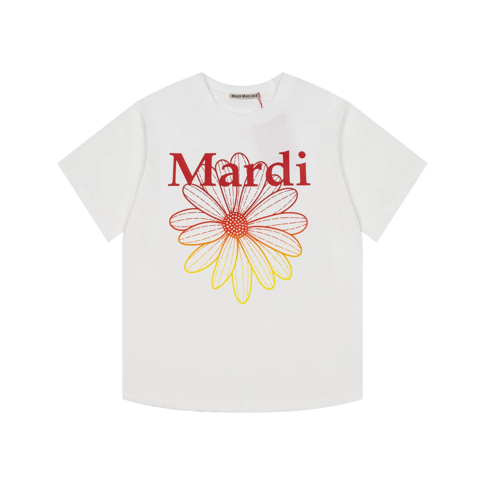 Mardi Gradient Flower Summer Cotton Casual Oversized Tee
