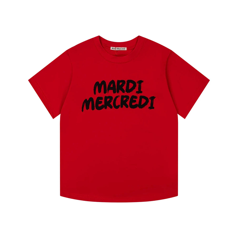 Mardi Graffiti Letter Graphic Summer Cotton Casual Tee