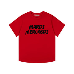 Mardi Graffiti Letter Graphic Summer Cotton Casual Tee