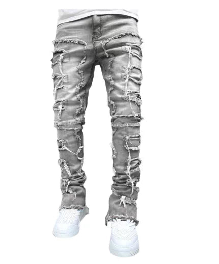 Mens Streetwear Stretch Straight Leg Casual Denim Jeans