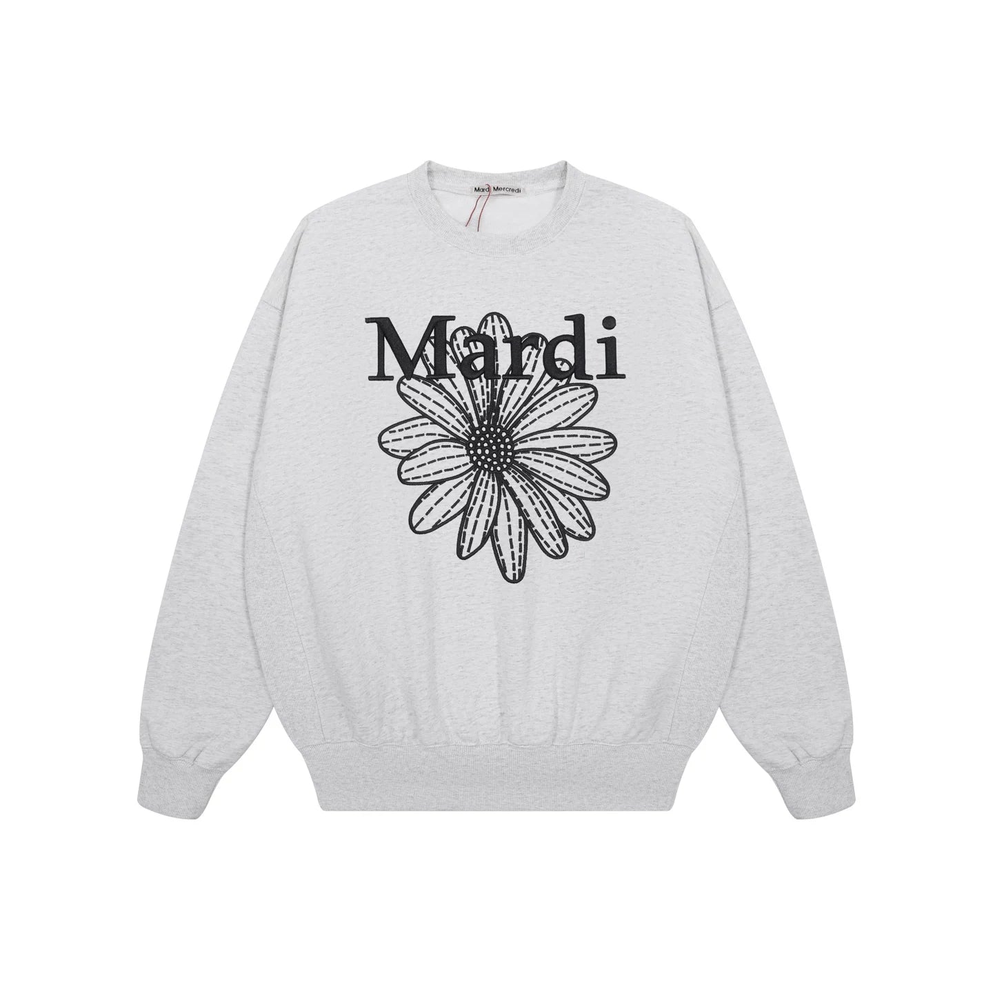 Mardi Embroidered Daisy Flower Autumn Oversized Fleece Sweatshirt