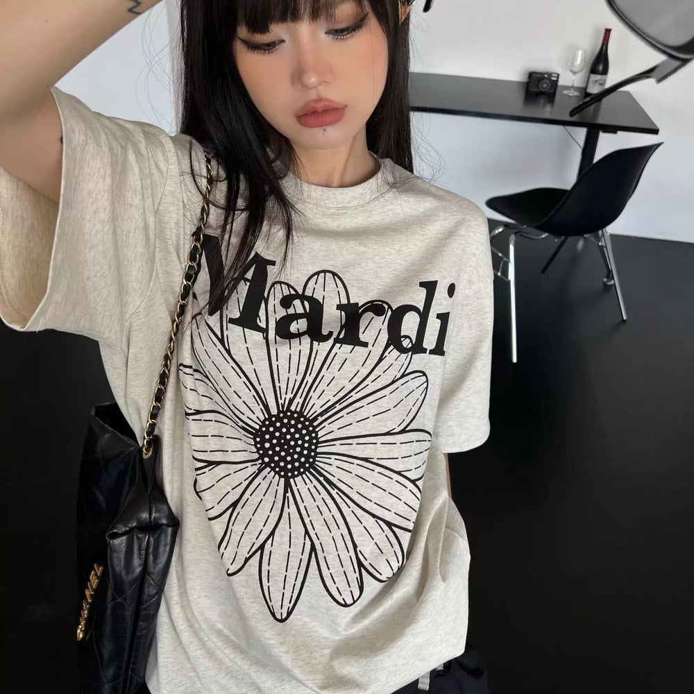 Mardi Daisy Print Summer Casual Cotton Tee Unisex