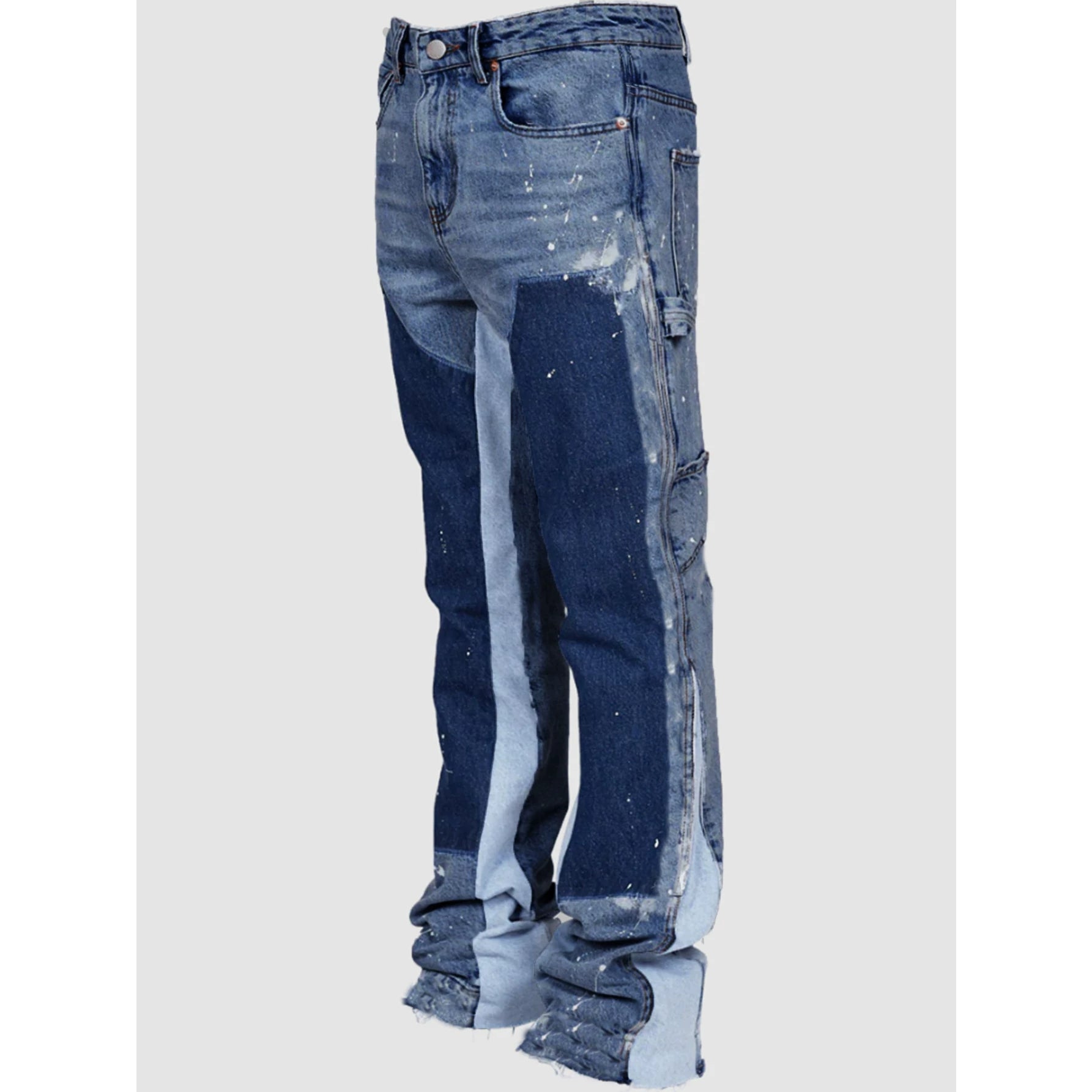 Men's Retro Flared Jeans Cargo Denim Workwear Pants